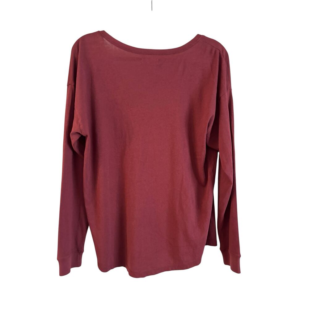 Madewell Women’s Oversized Long Sleeve Top 100% Cotton V Neck Red Size Small - Picture 3 of 7